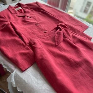 EUC VTG 90s Alfred Linen Blazer and Skirt matching wrap skirt xs coral pink